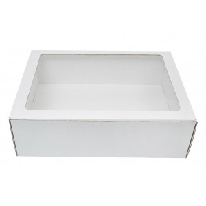 Короб картонный с прозрачным окном белый 30*40*12 см 3243
