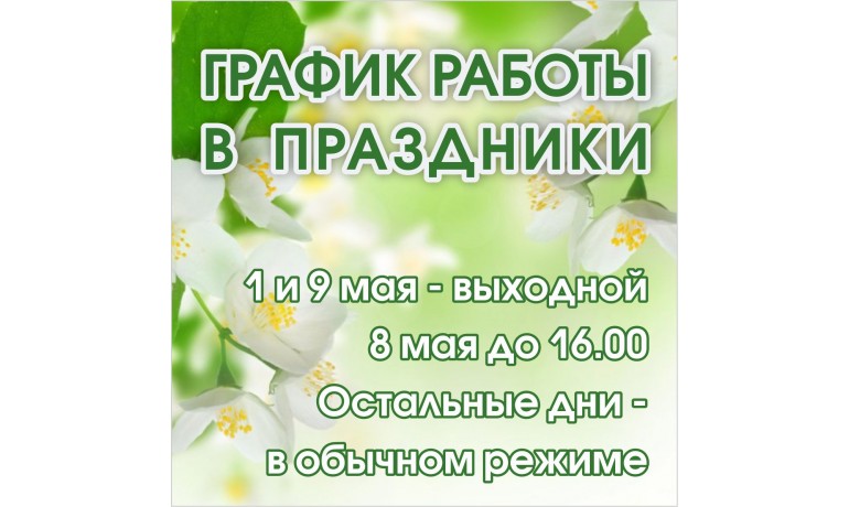 ГРАФИК РАБОТЫ  В ПРАЗДНИКИ