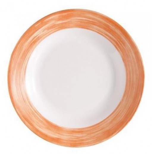 Тарелка суповая с оранжевым краем Браш стеклокерамика 1 шт 225 мм Франция 54753