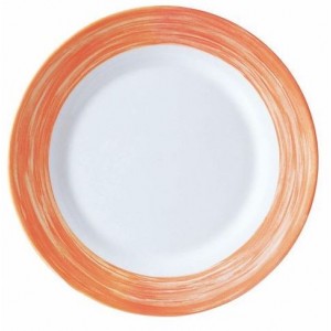 Тарелка с оранжевым краем Браш стеклокерамика 1 шт 235 мм Франция 49120