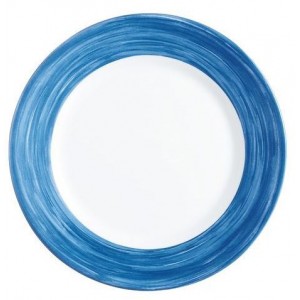 Тарелка с синим краем Браш стеклокерамика 1 шт 195 мм Франция 3608