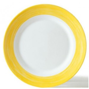 Тарелка с желтым краем Браш стеклокерамика 1 шт 254 мм Франция 3772