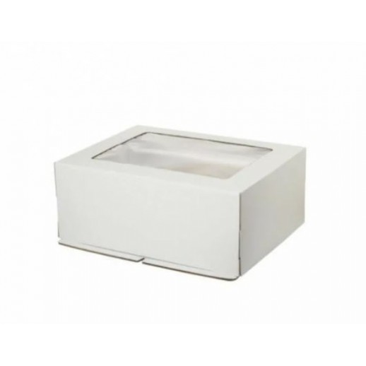 Короб картонный с прозрачным окном белый 20*20*10 см 0042