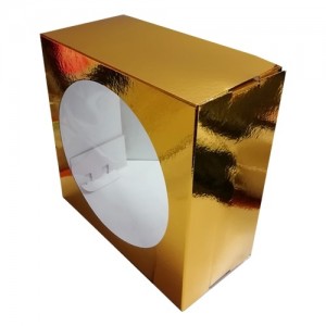 Короб картонный с окном золото 240*240*180 мм 011400