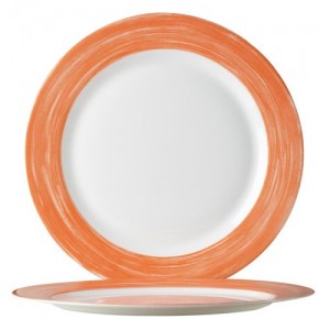 Тарелка с оранжевым краем Браш стеклокерамика 1 шт 195 мм Франция 49138 