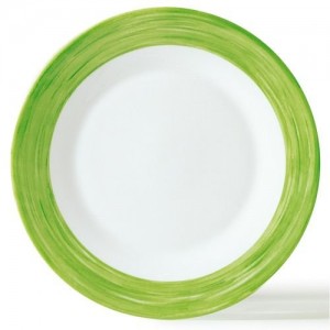 Тарелка с зеленым краем Браш стеклокерамика 1 шт 254 мм Франция 3769
