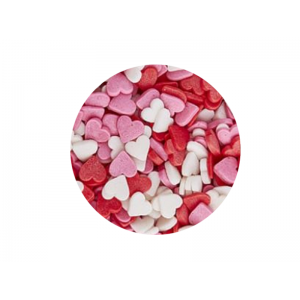 Посыпка Сердечки красно-бело-розовые мини 100 гр 16021