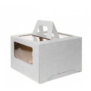 Короб картонный с прозрачным окном и ручками белый 30*30*20 см 6014