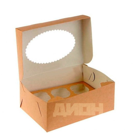 Упаковка для капкейков ECO MUF 6 250*170*100 мм