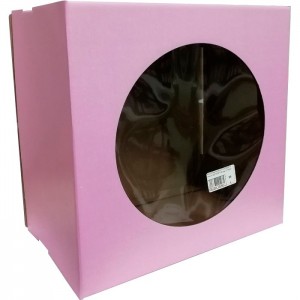 Короб картонный с окном розовый 300*300*190 мм 016920