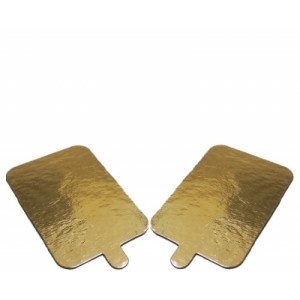 Подложка золото/картон прямоуг 100*65 мм с ручкой 100 шт 64111