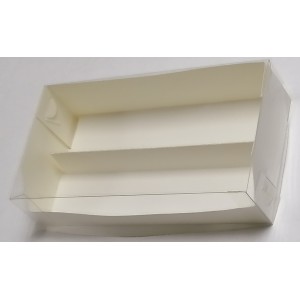 Коробка для макарон с пластик крышкой белая 210*110*55 мм 080370