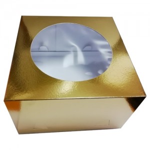 Короб картонный с окном золото 260*260*180 мм 012600