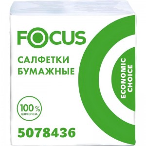 Салфетки бумажные белые 1сл 100 шт/уп 200*240 мм Россия Focus