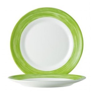 Тарелка с зеленым краем Браш стеклокерамика 1 шт 235 мм Франция 49041