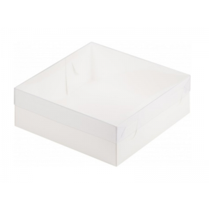 Упаковка для торта с пластик крышкой белая 200*200*70 мм 070260
