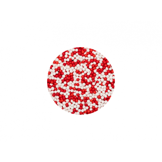 Посыпка сахарная шарики красные/белые 100 гр 74052