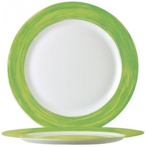 Тарелка с зеленым краем Браш стеклокерамика 1 шт 195 мм Франция 49142