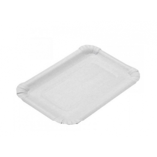 Тарелка одноразовая прямоугольная ламинированая картон Люкс 100 шт 130*200 мм 84354