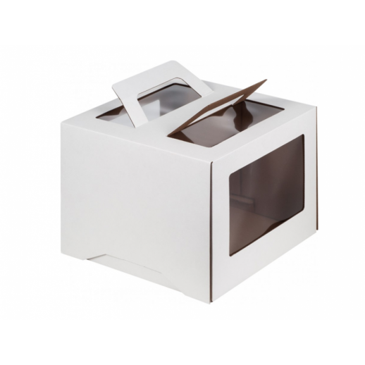Короб картонный с прозрачным окном и ручками белый 28*28*30 см 380174