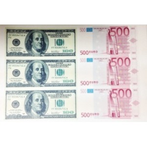 Вафельная картинка 100 $,500 ЕВРО 6 шт 12267