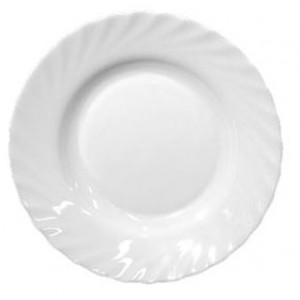 Тарелка десертная Трианон белая стеклокерамика 1 шт 195 мм Франция 52108/D6887